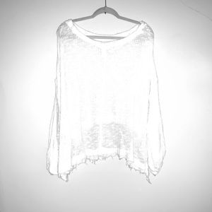 WHITE FREE PEOPLE CROPPED POCHO/ SWEATER